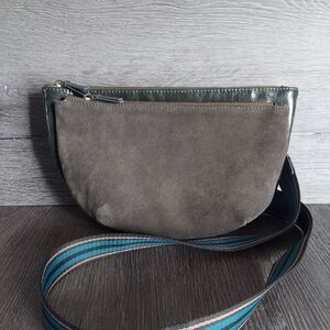 Anthropologie Crossbody Bag Suede/Faux Leather Smalll Moss Green